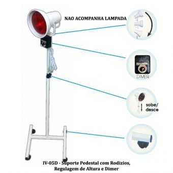 Suporte para Lâmpada Infravermelho com Rodízios e Dimer